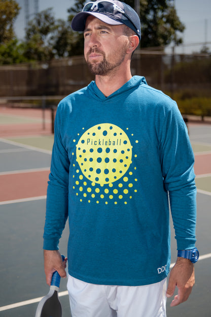 2D Pickleball Teal Long Sleeve Hoodie